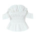 That Girl White Slash Neck Lace Up Blouse