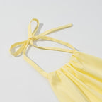Yellow Open-Back Lace-Up Crop Top