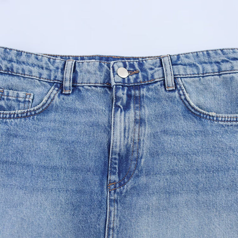 Back In Blue Retro Zip Denim Mini Skirt