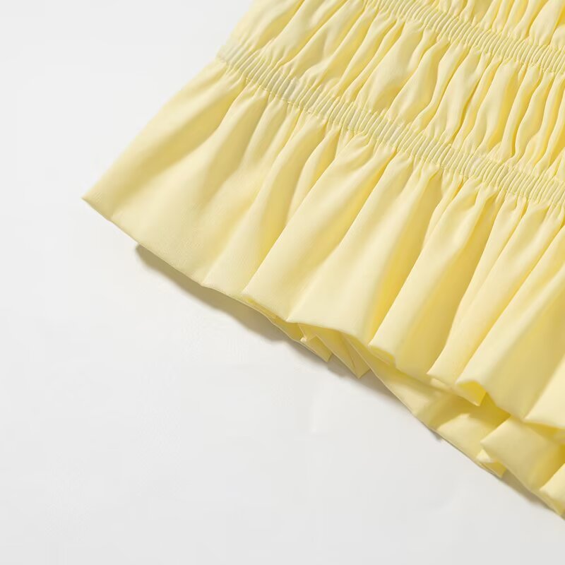 Yellow Open-Back Lace-Up Crop Top