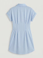 Left Bank Striped Short Sleeve A-Line Shirt Dress
