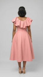 Elegant Ruffled Mermaid Midi Dress