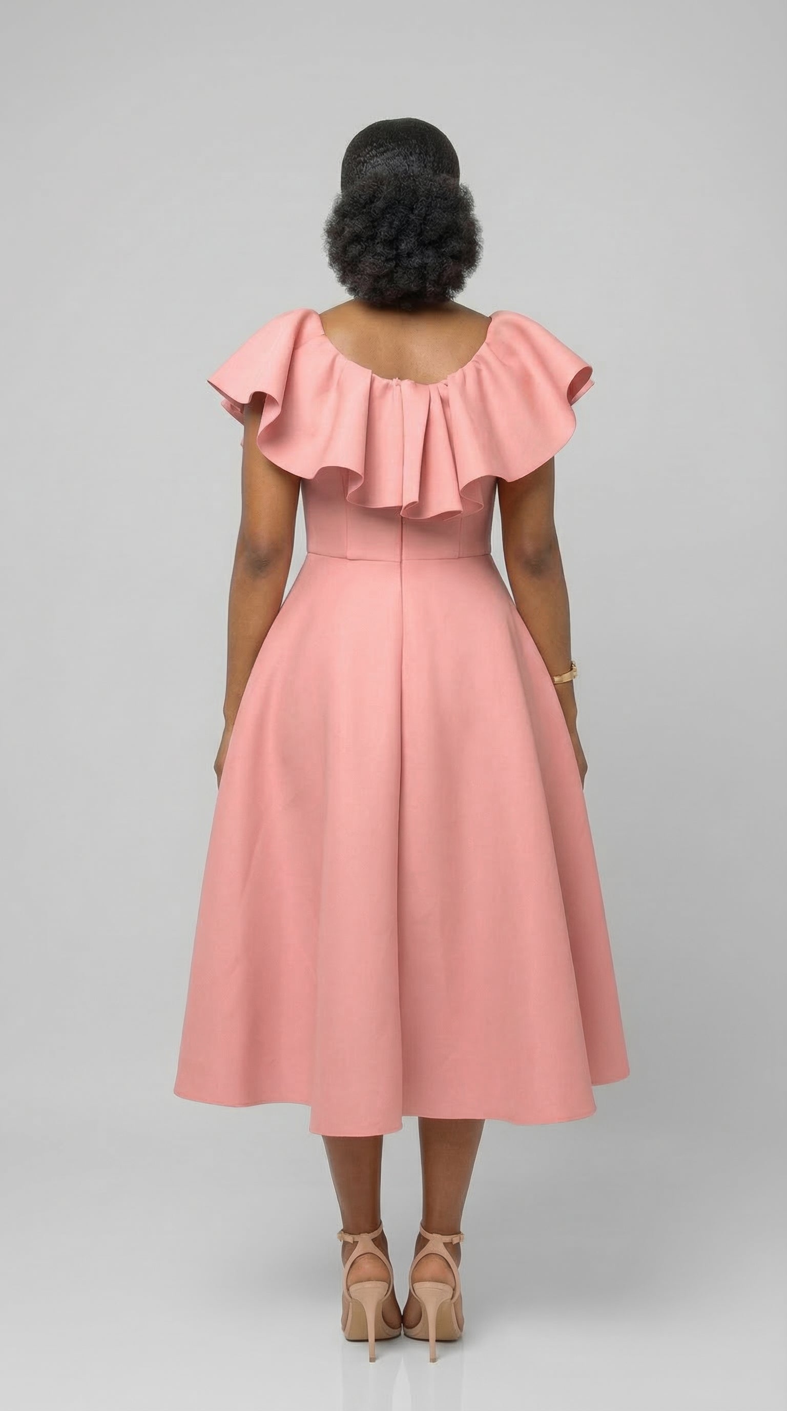 Elegant Ruffled Mermaid Midi Dress