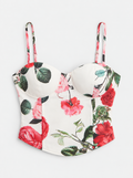 Flat lay of Sweetheart Floral Corset Top - White Combo on a light grey background